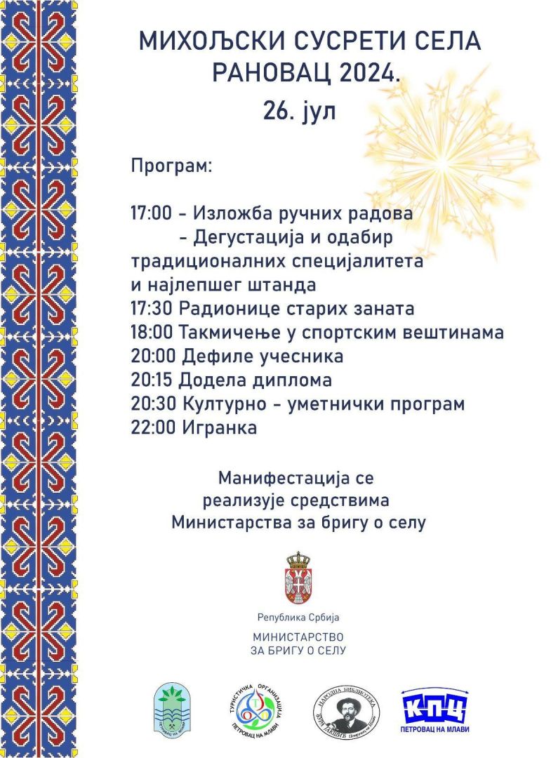 miholjski susreti ranovac, program
